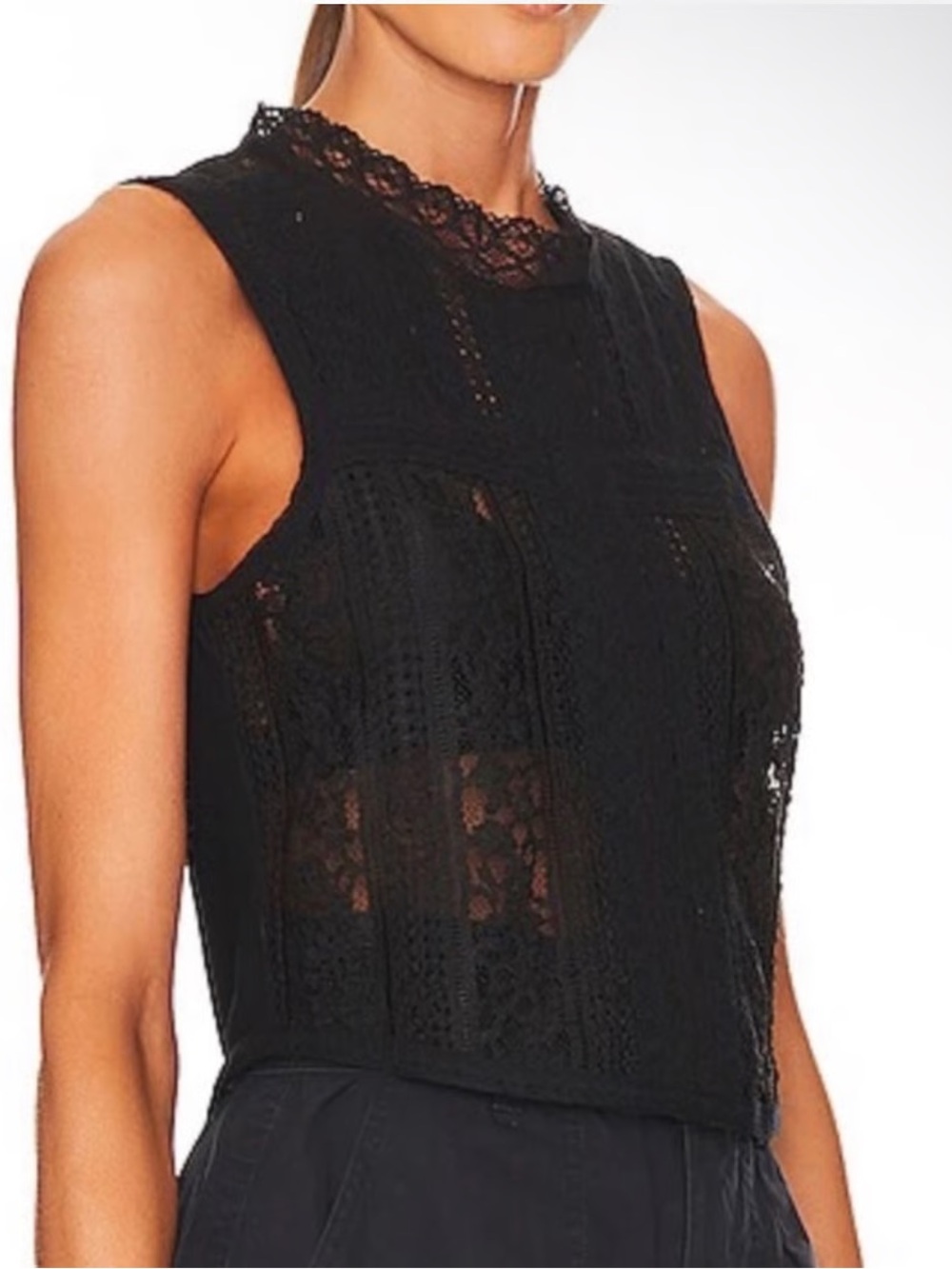 Free People Women’s Tea Party Black Lace Tank Top